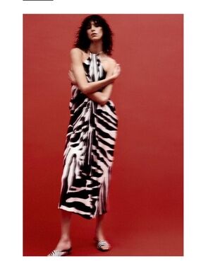 Zara Animal Print Halter Dress ZW COLLECTION NWT